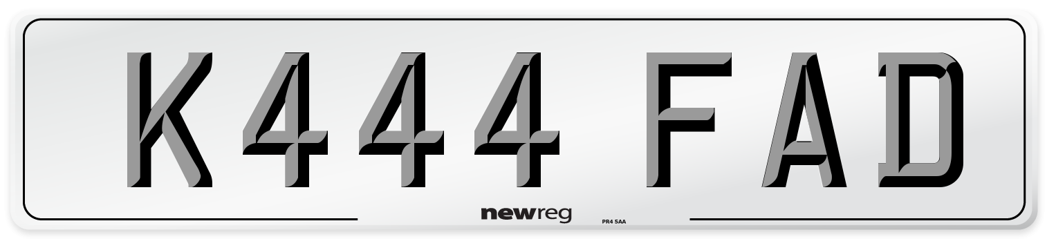 K444 FAD Number Plate from New Reg